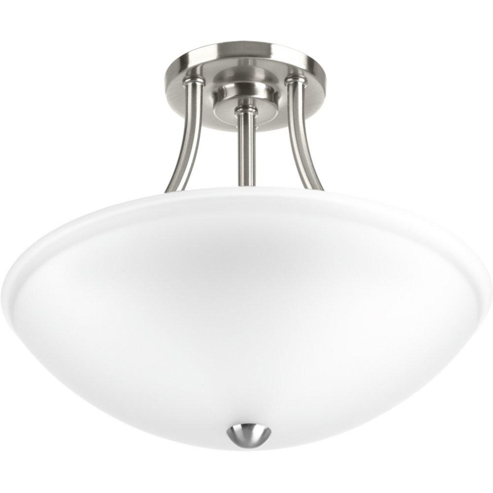 Progress Lighting Brushed Nickel 17W 1-Light LED Semi-Flush Mount Ceiling Fixture 