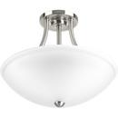 17W 1-Light LED Semi-Flush Mount Ceiling Fixture in Brushed Nickel