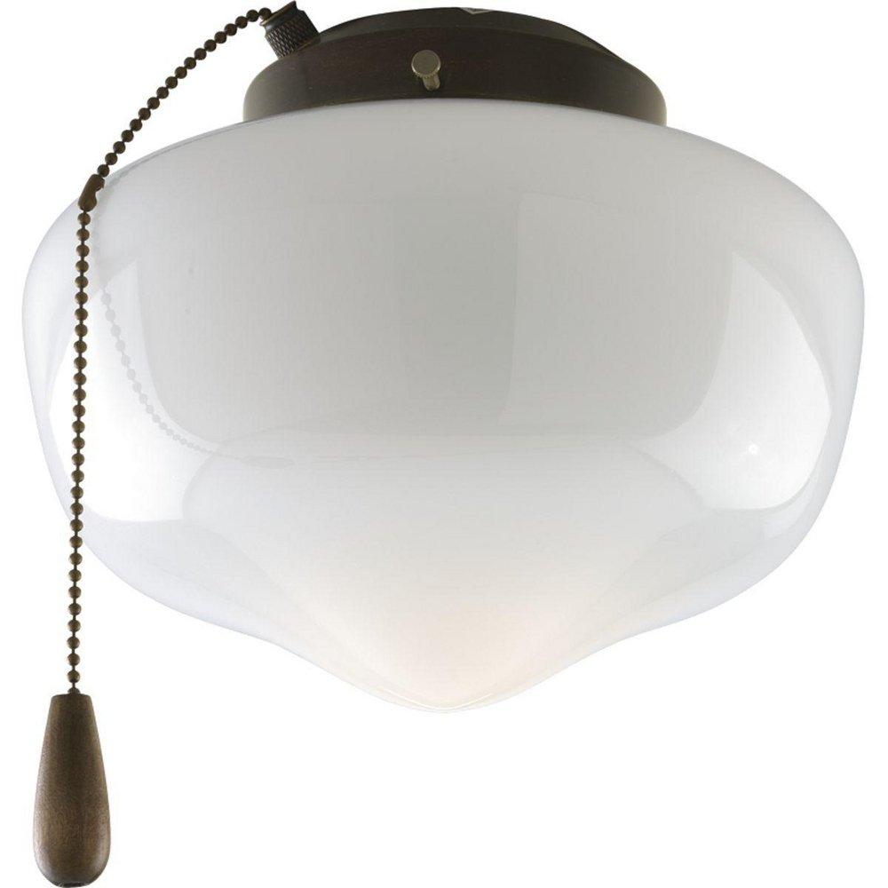 Progress Lighting Antique Bronze 10W 1-Light LED Ceiling Fan Light Kit with White Opal Glass 