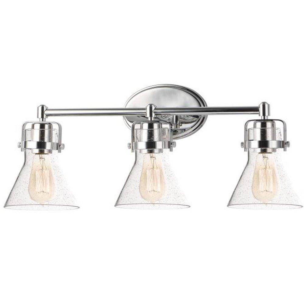 Maxim Lighting&reg; Polished Chrome 24-1/4 in. 180W 3-Light Medium E-26 Vanity Fixture with Clear Seedy Glass 