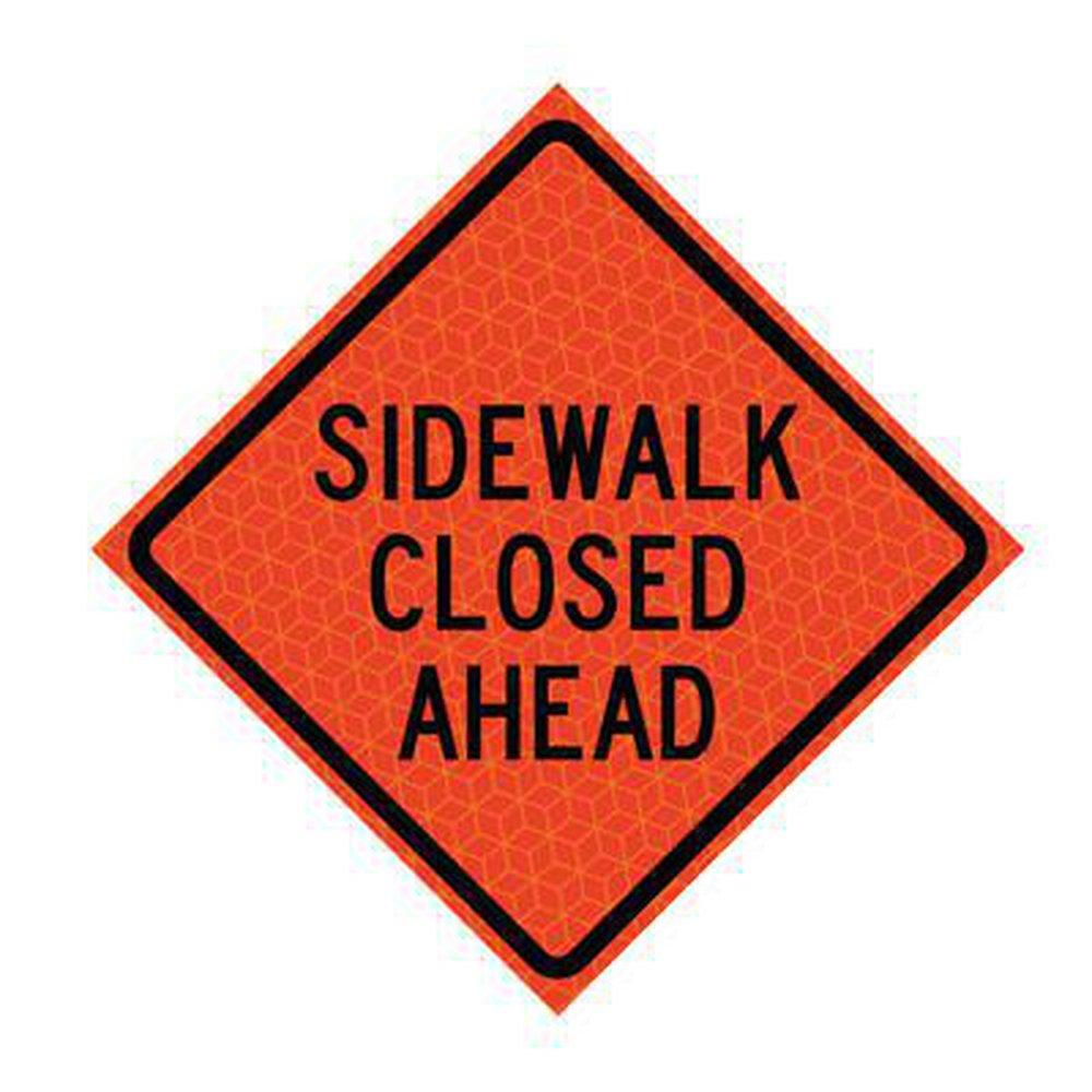 Safety Products Orange 48 in. Sidewalk Closed Mesh Sign in Orange 