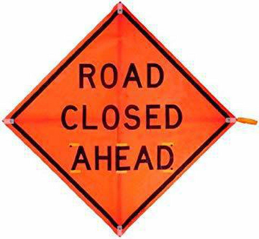 Safety Products Orange 48 in. Road Closed Ahead Mesh Sign in Orange 