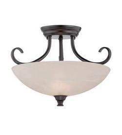 100W 2-Light Semi-Flush Mount Ceiling Fixture in Oil Rubbed Bronze