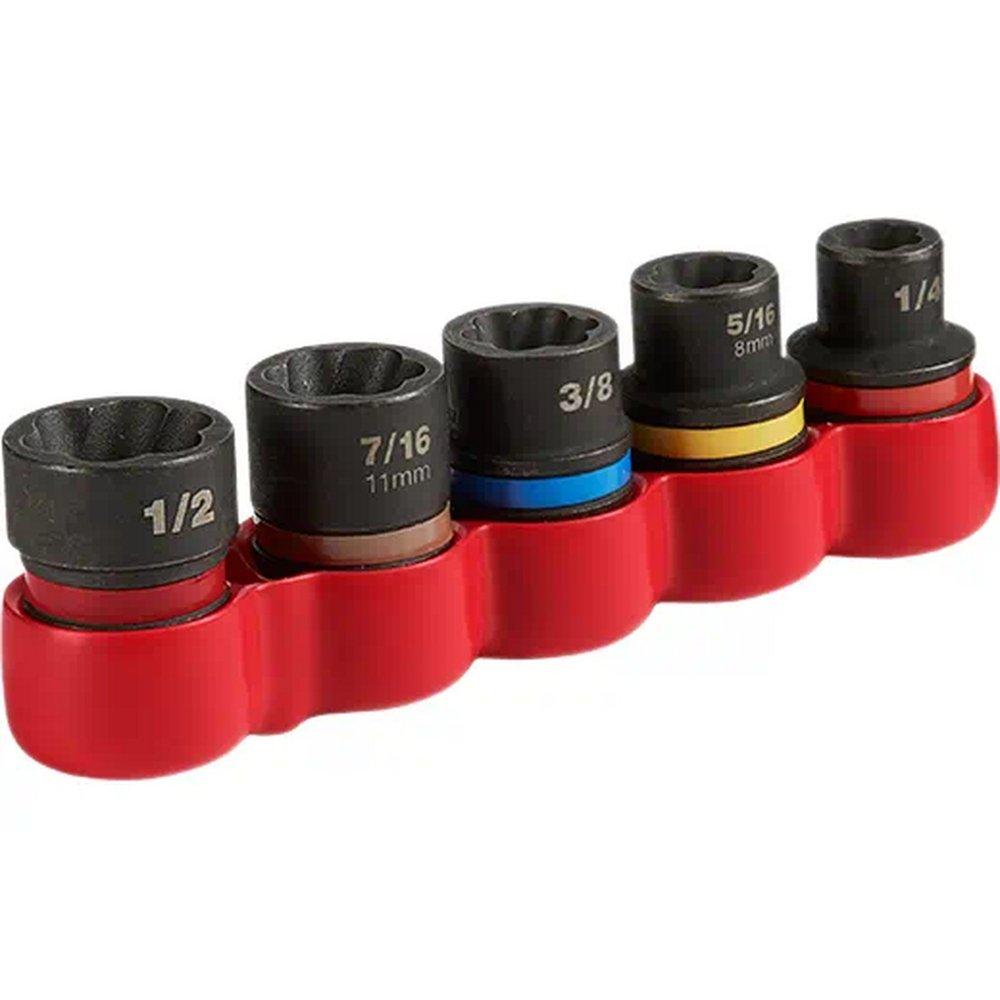 Milwaukee&reg; Silver SHOCKWAVE IMPACT BOLT EXTRACTOR SET 6 PIECE 