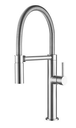 Single Handle Pull Down Kitchen Faucet in Stainless Steel