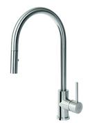 Single Handle Pull Down Kitchen Faucet with Two-Function Spray in Stainless Steel