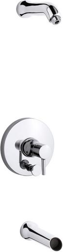 Wall Mount Tub and Shower Faucet Trim with Single Lever Handle and Non-Diverter Spout (Less Showerhead) in Polished Chrome