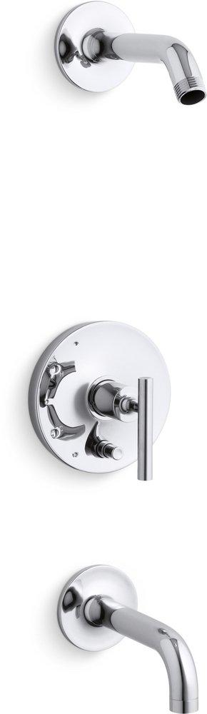 KOHLER Polished Chrome Single Handle Bathtub & Shower Faucet in Vibrant&reg; Brushed Moderne Brass (Trim Only) 