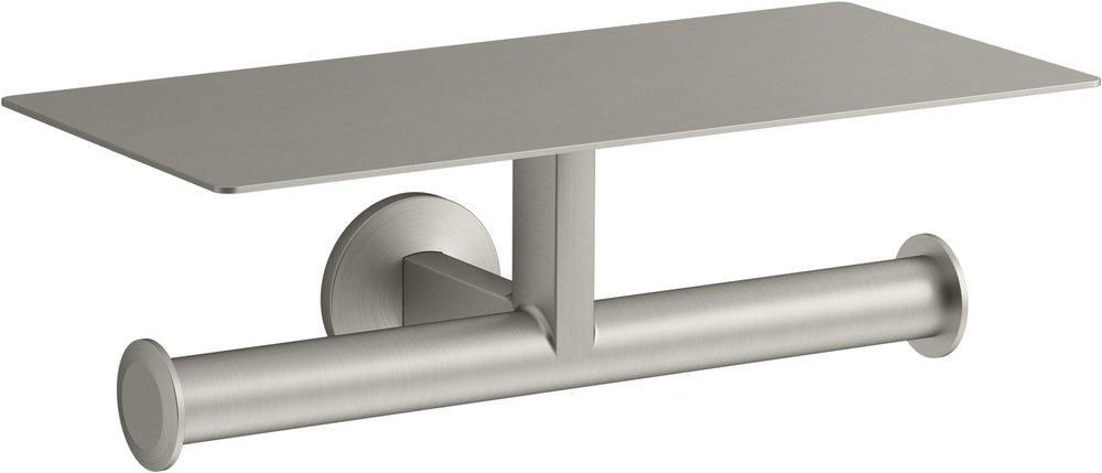KOHLER Vibrant&reg; Brushed Nickel Wall Mount Covered Double Toilet Tissue Holder 