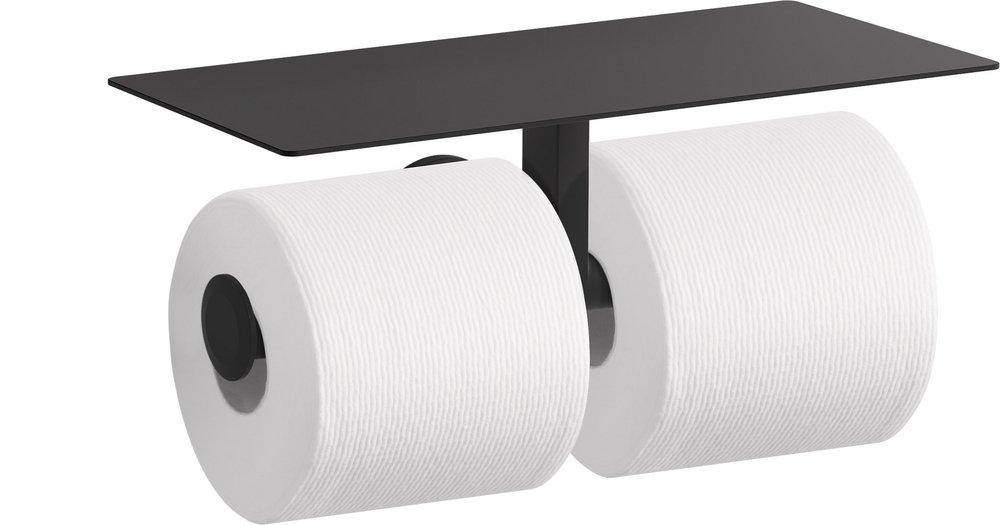 KOHLER Matte Black Wall Mount Covered Double Toilet Tissue Holder 