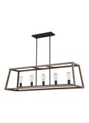 60W 5-Light Medium E-26 Incandescent Chandelier in Weathered Oak Wood with Antique Forged Iron