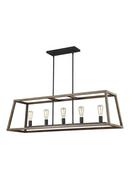 Visual Comfort & Co. Studio Weathered Oak Wood/Antique Forged Iron 60W 5-Light Medium E-26 Incandescent Chandelier 