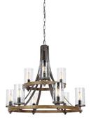 32-3/4 in. 60W 9-Light Medium E-26 Incandescent Chandelier in Distressed Weathered Oak with Slate Grey Metal