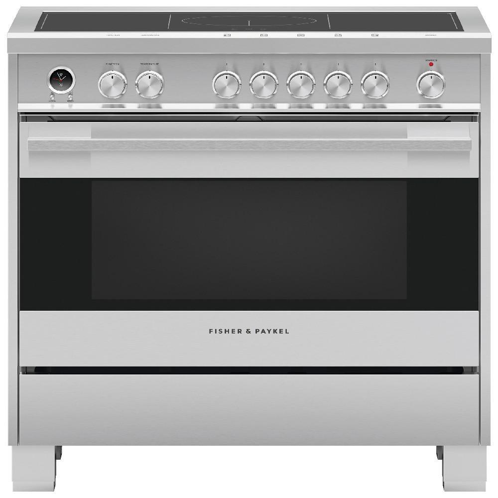 Fisher & Paykel Stainless Steel/Black 35-7/8 in. Electric 5-Burner Smoothtop Freestanding Range 