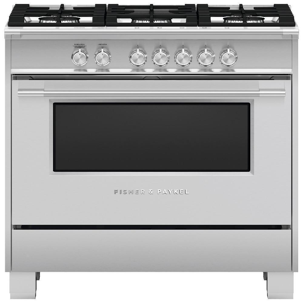 Fisher & Paykel Stainless Steel 35-7/8 in. Gas 5-Burner Sealed Freestanding Range 