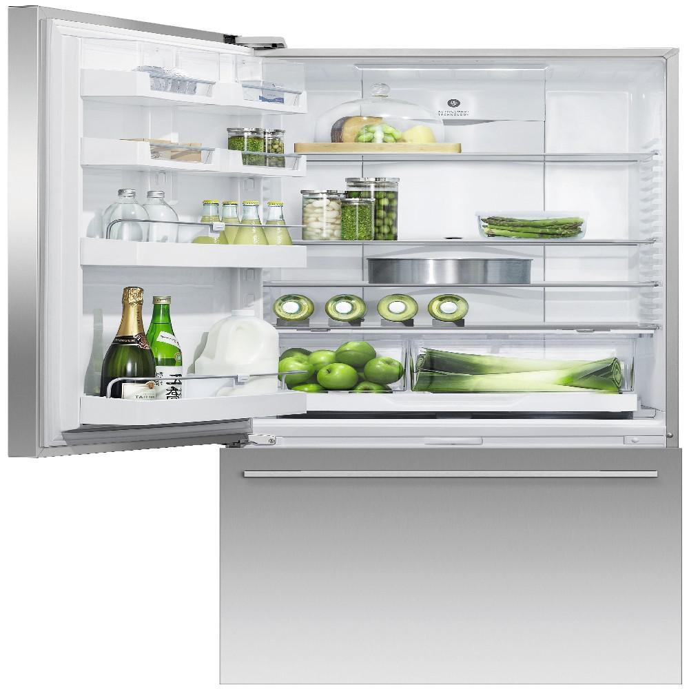 Fisher & Paykel Stainless Steel 31-3/32 in. 12.3 cu. ft. Counter Depth and Bottom Mount Freezer Refrigerator 