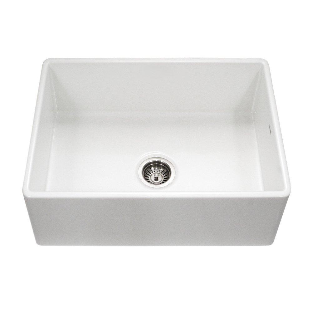 Houzer White 30 x 20 in. Fireclay Single Bowl Farmhouse Kitchen Sink 