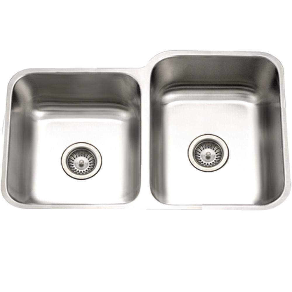 Houzer Stainless Steel Double Bowl Undermount Stainless Steel Kitchen Sink 