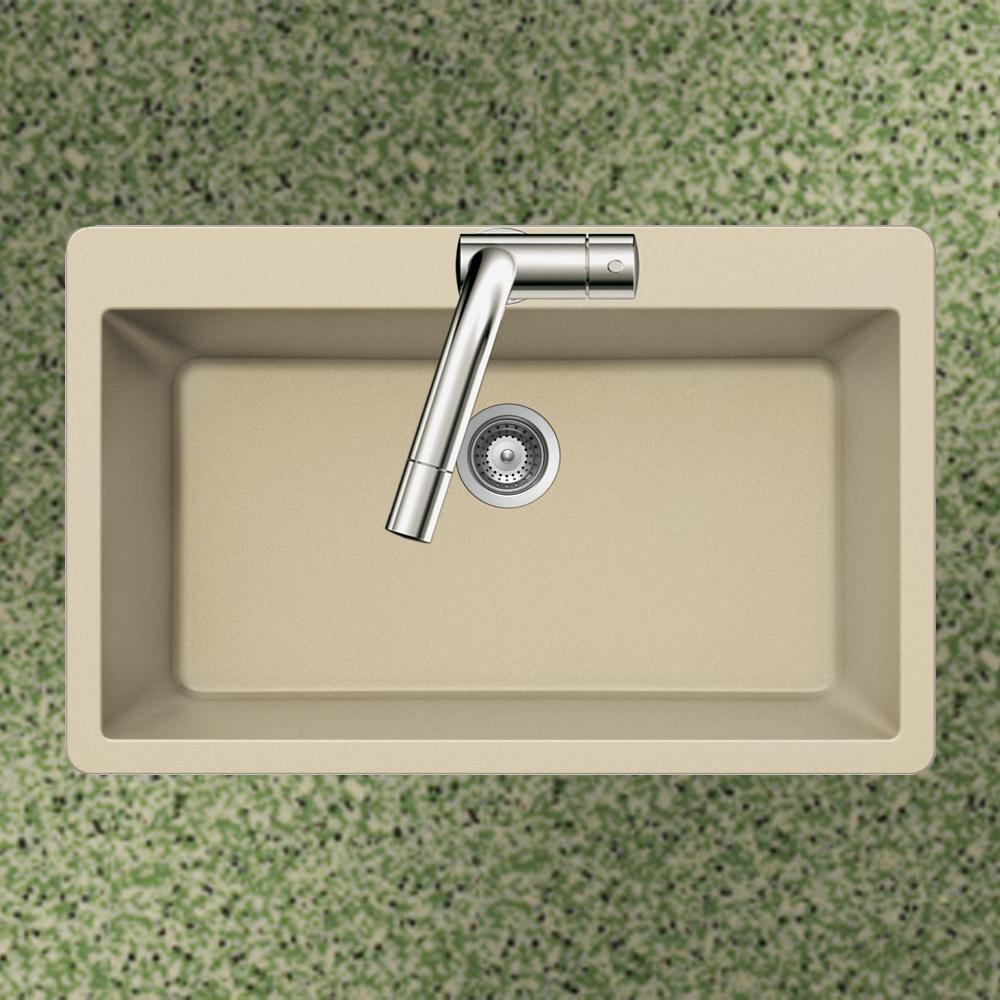 Houzer Sand 33 x 22 in. No Hole Composite Single Bowl Drop-in Kitchen Sink 
