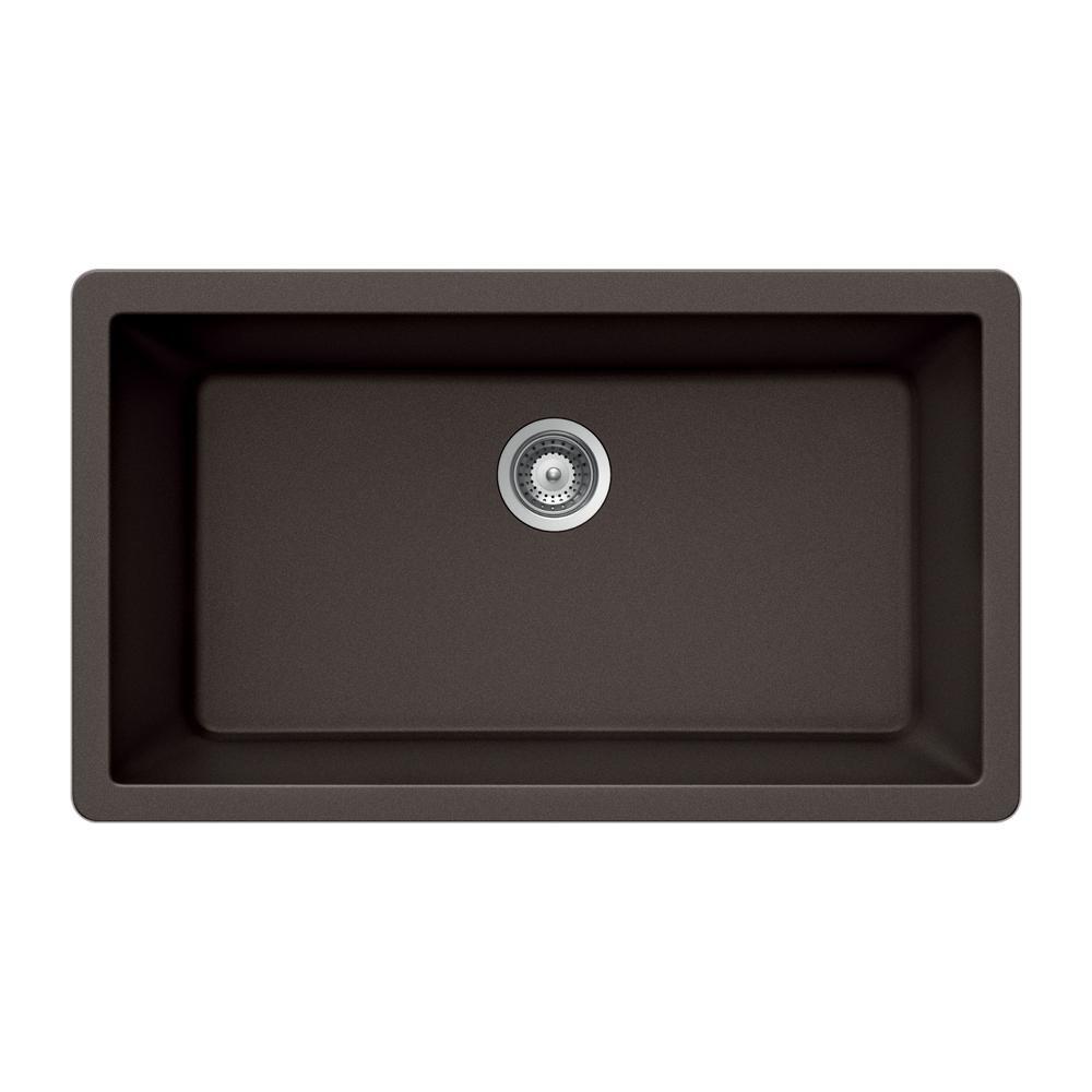 Houzer Mocha Single Bowl Undermount Composite Kitchen Sink 