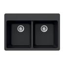 Houzer Midnite 33 x 22 in. No-Hole Composite Double Bowl Drop-in Kitchen Sink 