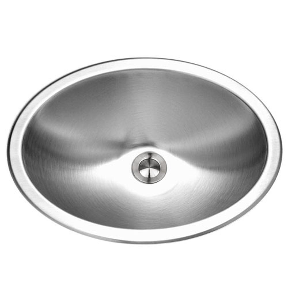 Houzer Stainless Steel 18 ga 6 in. 1-Bowl Top Mount Lavatory Sink with Center Drain 