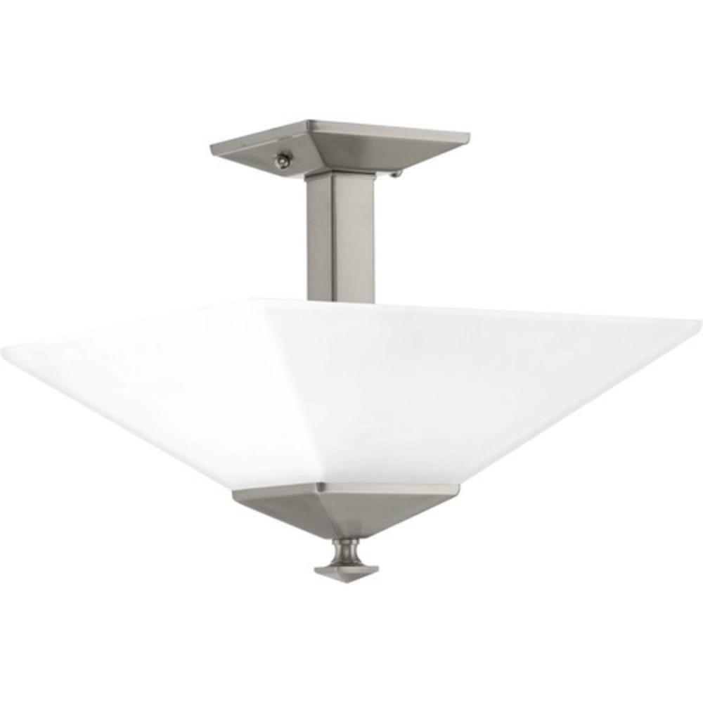 Progress Lighting Brushed Nickel 100W 2-Light Semi-Flush Mount Ceiling Fixture 