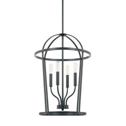 60W 4-Light Candelabra E-12 Incandescent Foyer Lighting in Matte Black