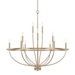60W 12-Light Candelabra E-12 Incandescent Chandelier in Aged Brass