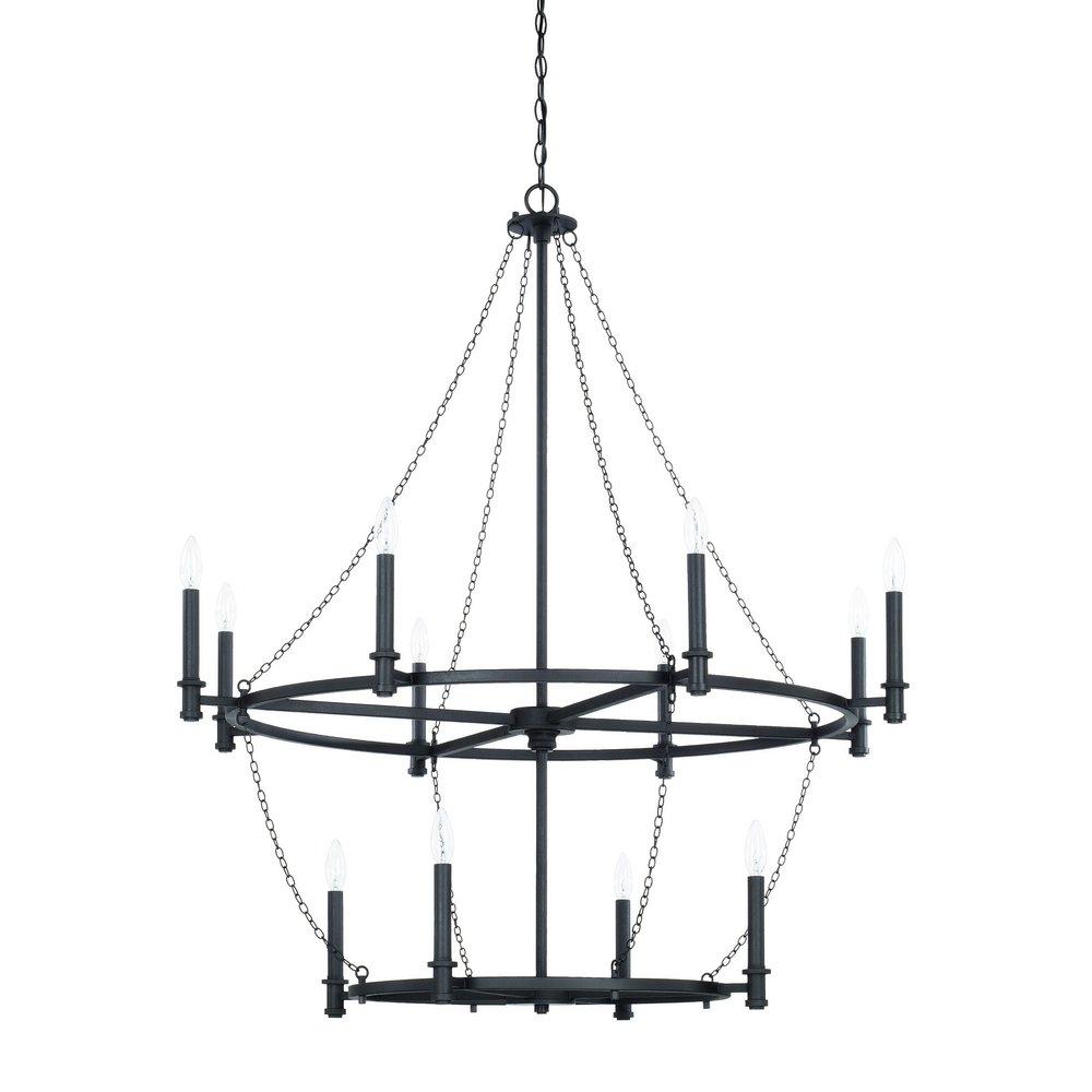 Capital Lighting Black Iron 60W 12-Light Candelabra E-12 Incandescent Chandelier 