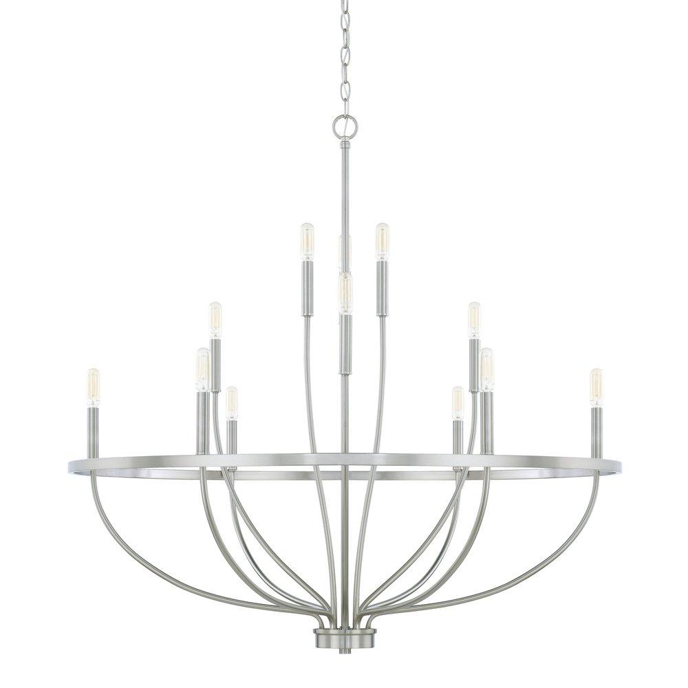 Capital Lighting Brushed Nickel 60W 12-Light Candelabra E-12 Incandescent Chandelier 