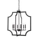 60W 6-Light Candelabra E-12 Incandescent Foyer Lighting in Black Iron