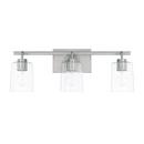 14-1/2 x 9-1/4 in. 300W 3-Light Medium E-26 Incandescent Vanity Fixture with Clear Seeded Glass in Brushed Nickel