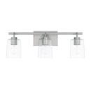 Capital Lighting Brushed Nickel 14-1/2 x 9-1/4 in. 300W 3-Light Medium E-26 Incandescent Vanity Fixture with Clear Seeded Glass 