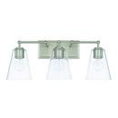 23-1/2 x 9-1/2 in. 300W 3-Light Medium E-26 Incandescent Vanity Fixture with Clear Seeded Glass in Brushed Nickel