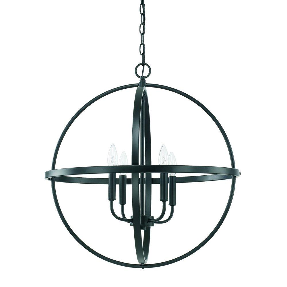 Capital Lighting Matte Black 24-1/4 in. 4-Light Candelabra E-12 Base Incandescent Pendant 