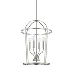 60W 4-Light Candelabra E-12 Incandescent Foyer Lighting in Brushed Nickel