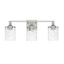 Capital Lighting Brushed Nickel 24 x 10 in. 300W 3-Light Medium E-26 Incandescent Vanity Fixture with Clear Water Glass 