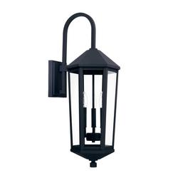 60W 3-Light Candelabra E-12 Incandescent Outdoor Wall Sconce in Black