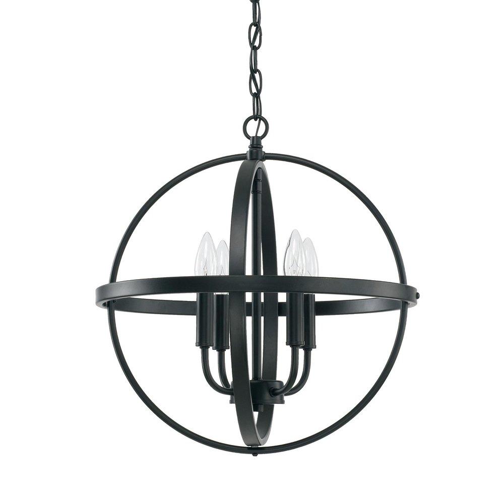 Capital Lighting Matte Black 16-1/2 in. 60W 4-Light Candelabra E-12 Incandescent Pendant 