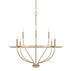 60W 8-Light Candelabra E-12 Incandescent Chandelier in Aged Brass