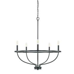 300W 5-Light Candelabra E-12 Incandescent Chandelier in Matte Black