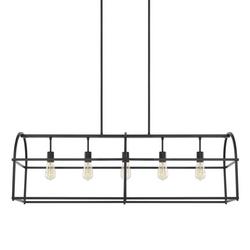 500W 5-Light Medium E-26 Incandescent Light Island in Matte Black