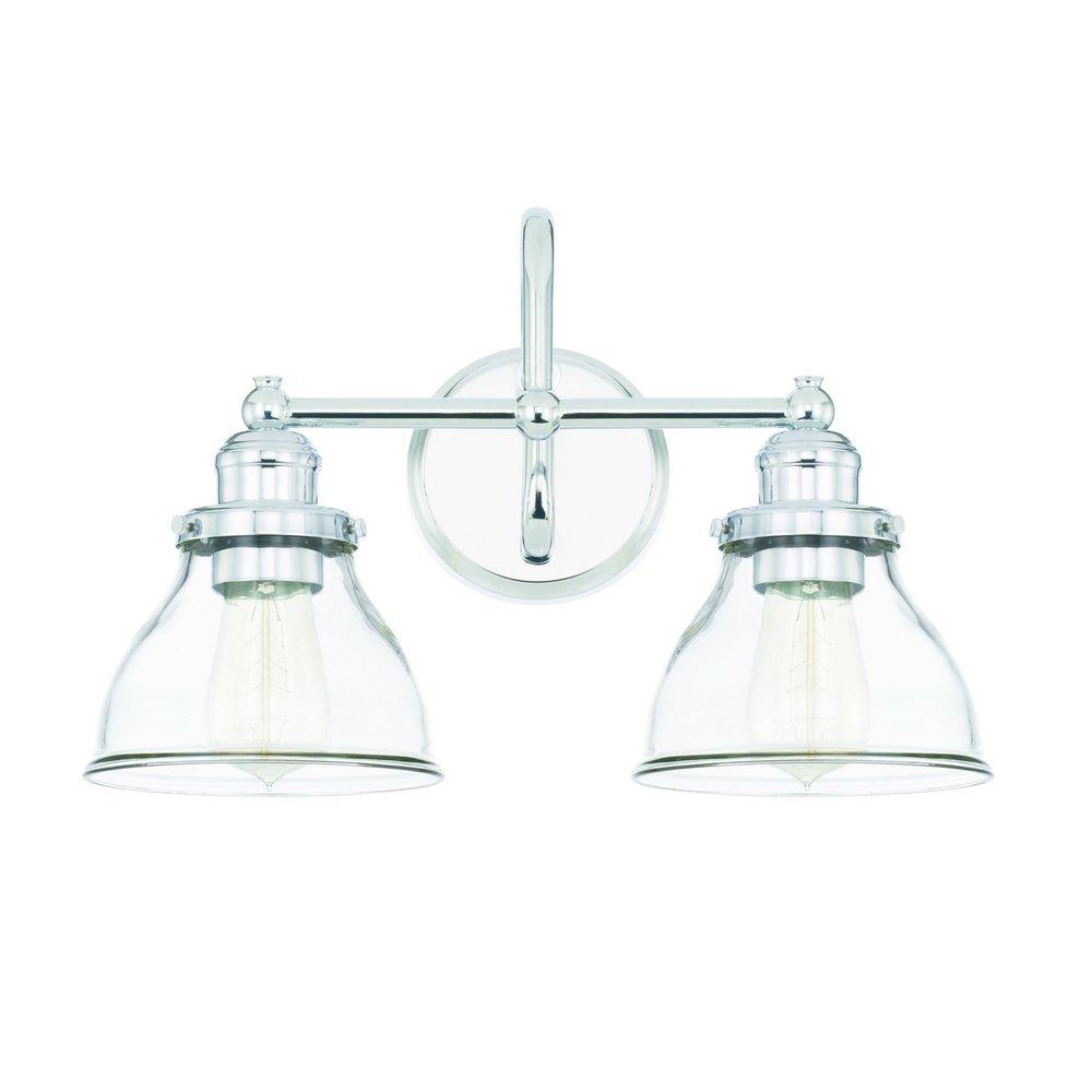 Capital Lighting Polished Chrome 16-1/4 x 11 in. 100W 2-Light Medium E-26 Incandescent Vanity Fixture with Clear Glass 