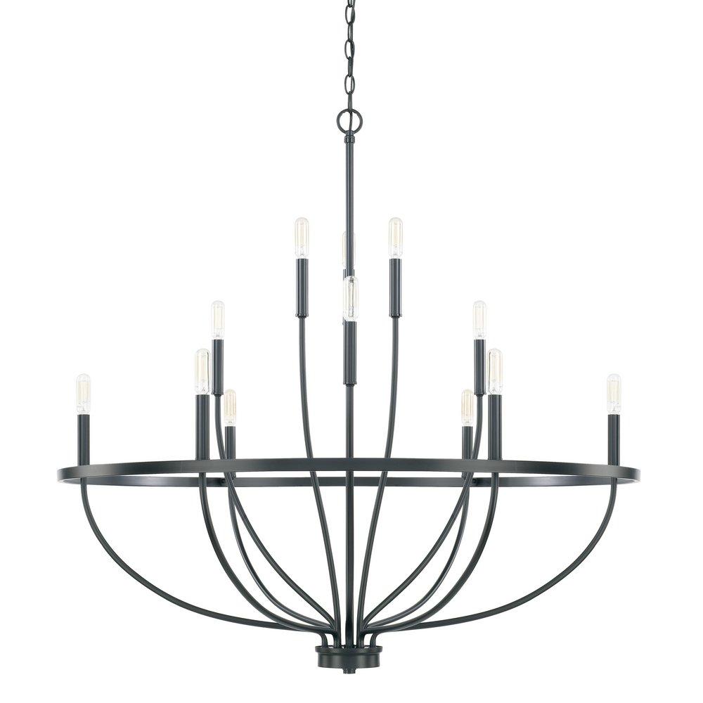 Capital Lighting Matte Black 60W 12-Light Candelabra E-12 Incandescent Chandelier 