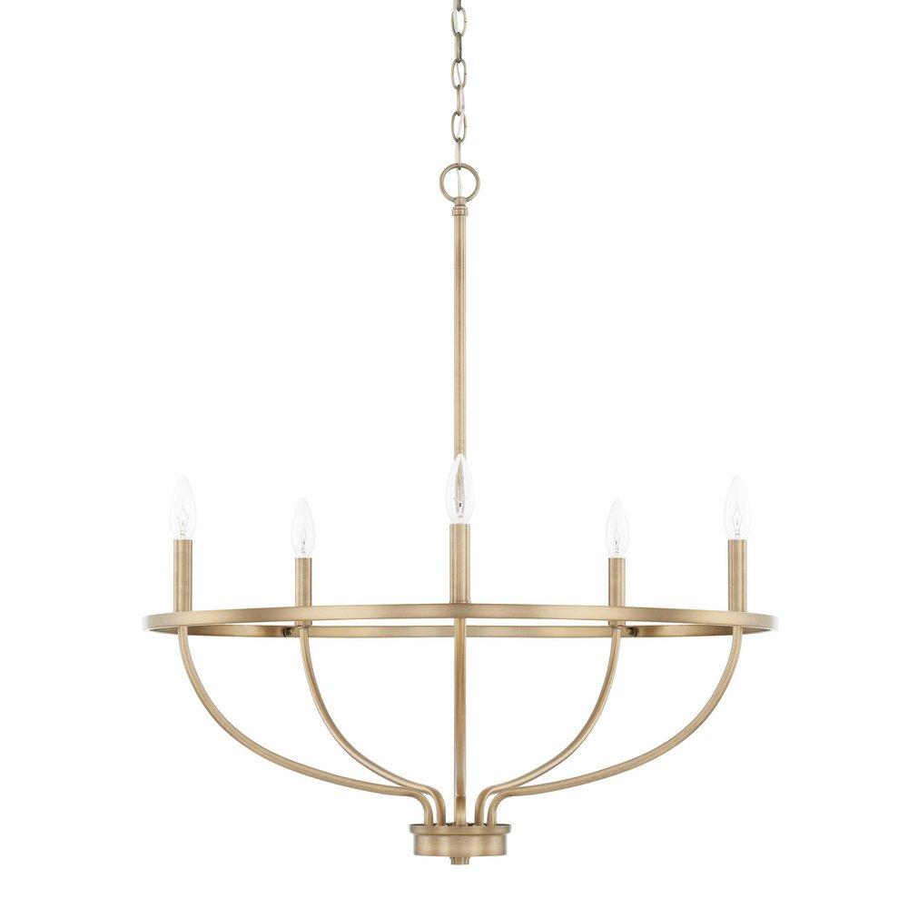 Capital Lighting Aged Brass 300W 5-Light Candelabra E-12 Incandescent Chandelier 