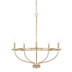 60W 5-Light Candelabra E-12 Incandescent Chandelier in Aged Brass
