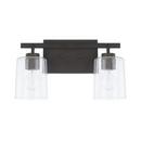Capital Lighting Bronze 14-1/2 x 9-1/4 in. 100W 2-Light Medium E-26 Incandescent Vanity Fixture with Clear Seeded Glass 