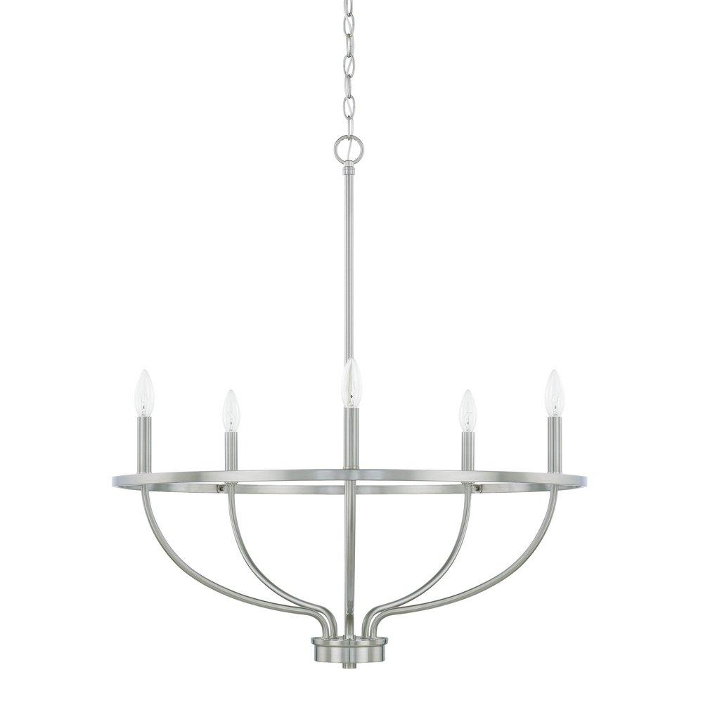 Capital Lighting Brushed Nickel 300W 5-Light Candelabra E-12 Incandescent Chandelier 