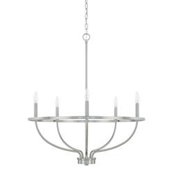60W 5-Light Candelabra E-12 Incandescent Chandelier in Brushed Nickel